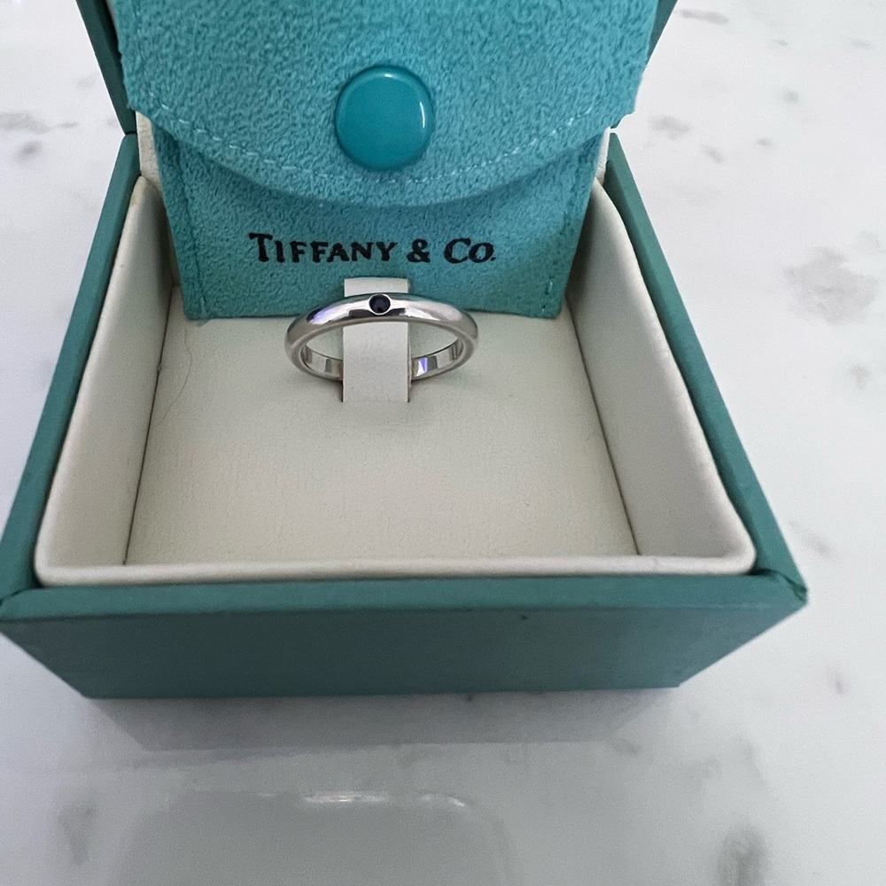 Tiffany & co. Elsa Peretti sterling silver sapphire ring